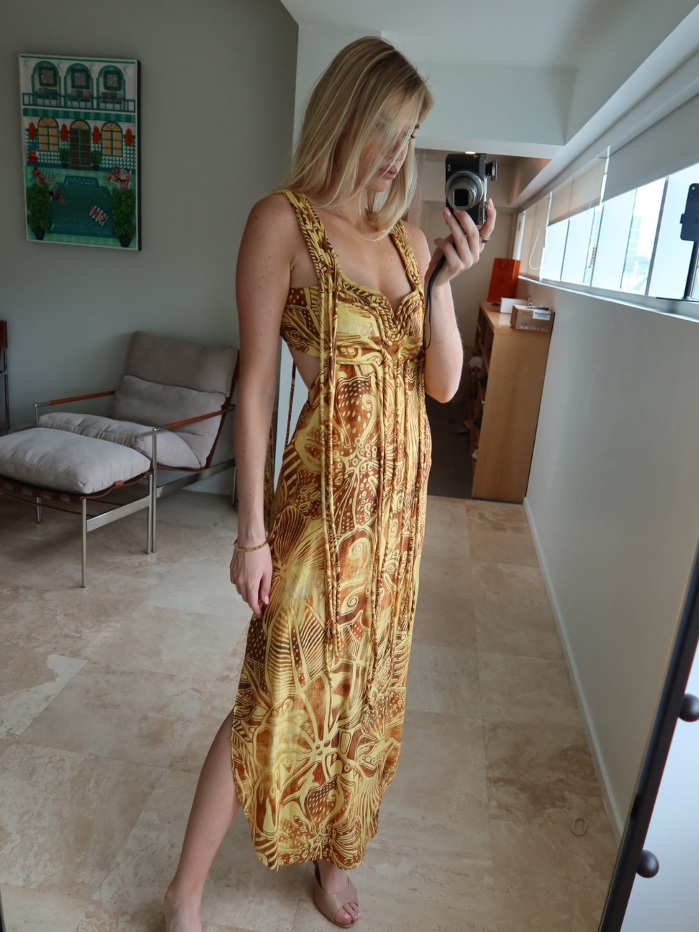 ALEXIS - Yellow Patterned Maxi Dress - Elegant Summer Style